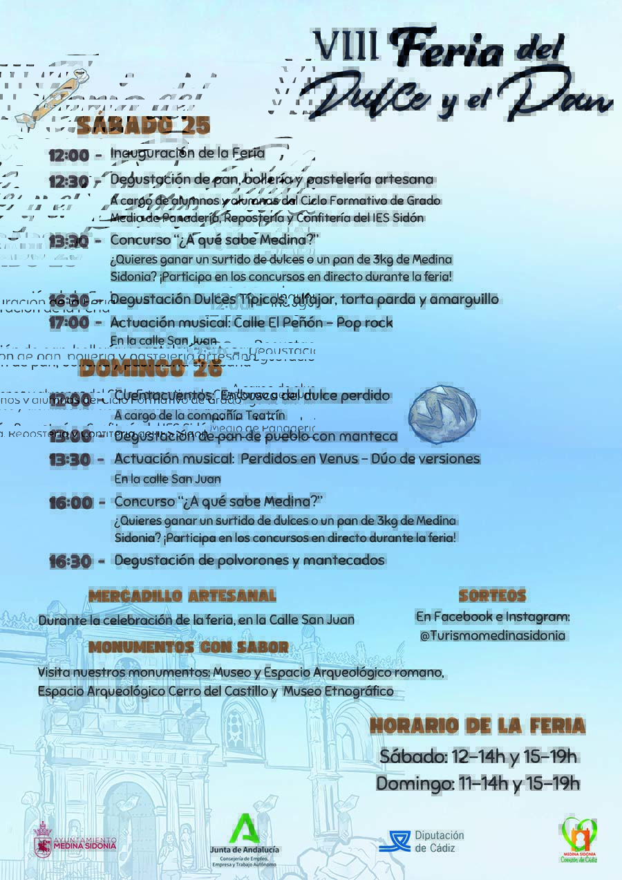 Programa oficial de la VIII Feria del Dulce y el Pan de Medina Sidonia 2025